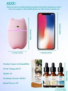 260ml Mini Humidificador de Escritorio, Difusor de Aromas con Gato de Dibujos Animados Montado en el Automóvil Alimentado por USB, Adecuado como Regalo de Cumpleaños/Día de San Valentín/Navidad/Año Nuevo - Multicolor - Ver 5