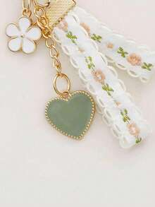 1pc Daisy Keychain Pendant, Creative Keyring Accessory, Lace Keychain, Earphone Case, Bag Decor, Minimalist & Fresh Design