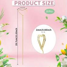 20pcs Metal Flower Bouquet Card Holders, Gold Heart Flower & Photo Clip Stands, Card Message Flower Bouquet Holders, Suitable For Weddings, Birthday Parties - Gold - View 7