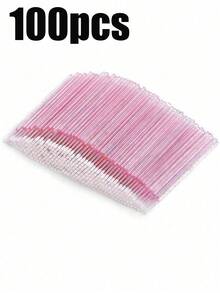 500/100pcs Micro Eyelash Brushes, Mini Eyelash Brushes, Pink Micro Eyelash Brushes, Disposable Crystal Micro Eyelash Brushes, Ultra-Fine Fiber Eyelash Brushes - Pink - View 13