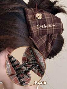 1个定制名字蝴蝶结发夹，个性化缎面蝴蝶结发夹，优雅大蝴蝶结发卡，送给妈妈/妻子/女友的理想礼物，婚礼发饰，春夏亮丽色彩，森林色调