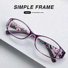10pcs Square Fashion Floral Reading Glasses Value Multi-Pair Set For Men And Women With HD Lenses And Colorful Frames, Essential For Daily Leisure And Office - 4 đen + 3 tím + 3 đỏ - Xem 3
