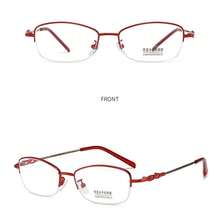 金属记忆钛合金镜框透明镜片眼镜，红色半框女款 - 玫瑰紅 - 查看 5