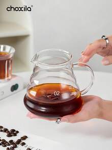 choxila 1pc Cloud-Shaped Transparent Glass Pour Over Coffee Pot, V01/V02, Back To School, Saudi National Day - Coffee Maker - View 2
