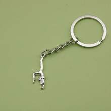 Móc khóa hình tư thế thể dục dụng cụ bằng thép không gỉ, quà tặng cho vũ công và người đam mê thể dục, phụ kiện móc chìa khóa. - Bạc - Xem 3