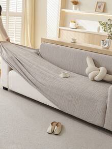 1pc All-Season Stretch Sofa Cover, Fabric Anti-Slip Full Coverage Sofa Seat Cushion, Washable Sofa Throw Blanket, Dust-Proof , Pet-Friendly, Suitable For Bedroom, Office, Living Room - Light Grey - View 7