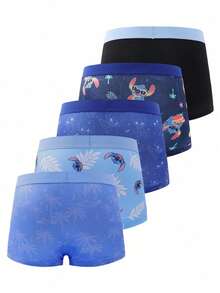 Disney 5 chiếc quần boxer nam in họa tiết đường may, người bạn đồng hành thời thơ ấu, đồ lót dùng được cả bốn mùa. - Màu xanh lam - Xem 3