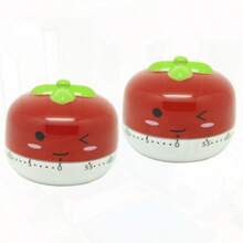 2 Piezas Temporizador de Cuenta Regresiva para el hogar Temporizador de Tomate de Cocina Novedad Egg Timer de panqueques recordatorio de Cocina Rojo - Rojo - Ver 1