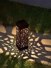 1/2/4pcs Outdoor Solar Christmas Lights, Warm Light Garden Ground Lights, Outdoor Garden Decor Lighting, Embedded Ground Lighting Path Lights, White/Warm Light Yard House Stair Lights, LED Night Lights, Multi-Function Outdoor Pillar Lights - Black - View 6