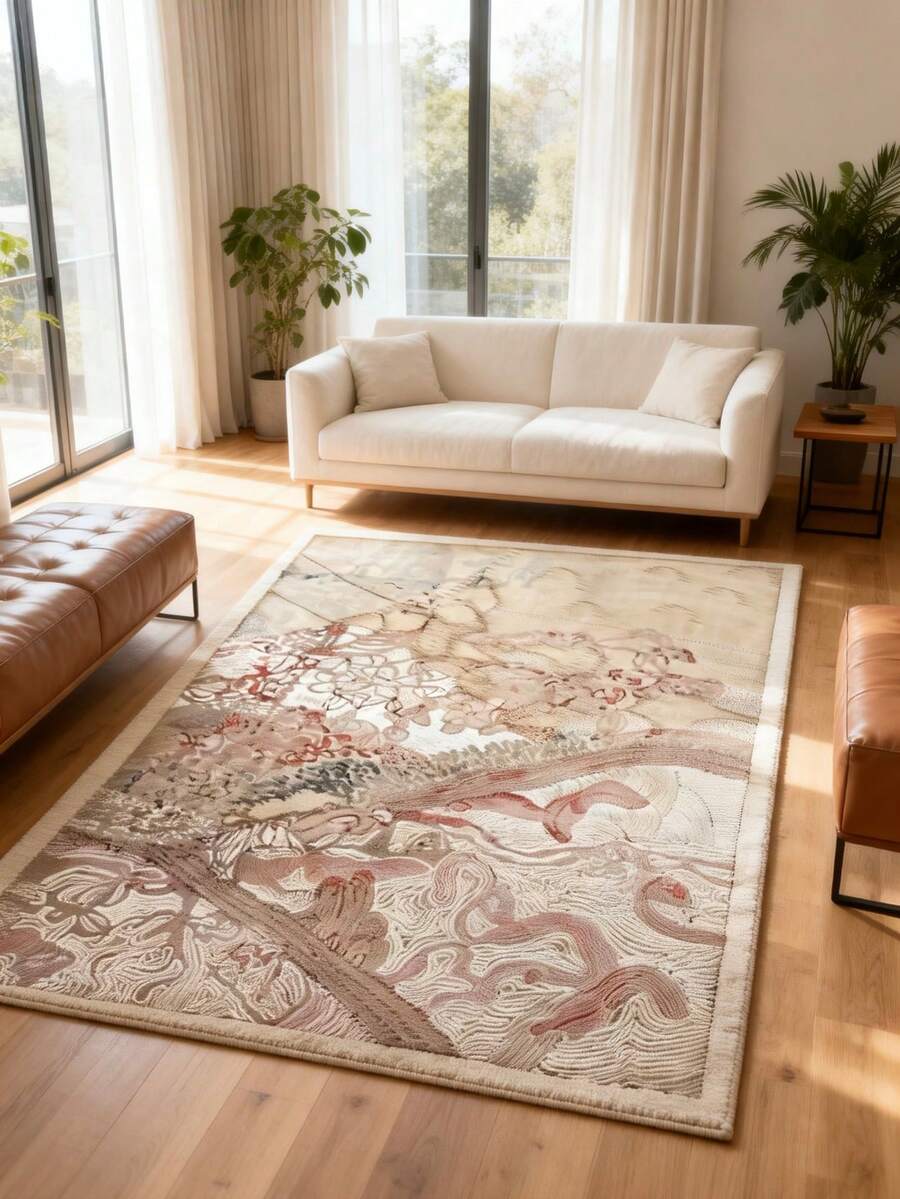 1pc Beige Abstract Art Entrance Rug, Foyer Hallway Niche Art Fashion ...