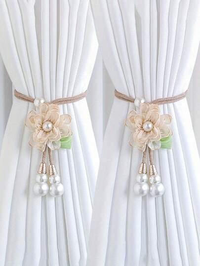 Bộ 2 chiếc rèm trang trí nhà cửa kiểu vườn, thiết kế điều chỉnh được, họa tiết hoa ngọc trai thanh lịch, thích hợp cho phòng ngủ, phòng khách, phòng tắm, nhà bếp, phòng học.