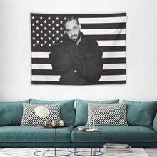 1pc Music Drake Retro Album Black And White American Flag Tapestry, Soft Polyester Fabric With Unique Design, Suitable For Hanging Decoration In Living Rooms, Bedrooms, University Dormitories, Camping And Gatherings - Machine Washable Modern Home Decoration, Room Decoration - 多色 - 查看 3
