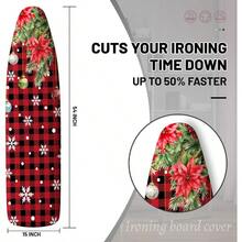 Funda y almohadilla para tabla de planchar extra gruesa para verano playa estrellas coral de 15 x 54 pulgadas resistente al abrasador y a las manchas bola de pino de copo de nieve de Navidad - Transmisión 2 - Ver 2