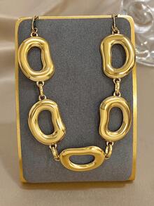 1件时尚金色个性项链 - 不规则有机链节细节，简约大胆的珠宝，适合日常休闲时尚造型，情人节礼物，男女皆宜 - 彩色 - 查看 8