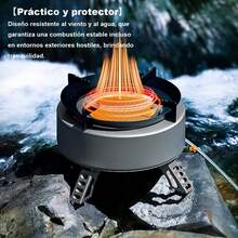 Estufa de Gas Portátil para Exteriores, Para uso Doméstico, Acampar, Amigos, Emergencia, Hornilla Anti-Viento y Impermeable, Fabricada en Acero Inoxidable, Cobre y Aluminio, Resistente y Duradera, Potencia de 2600W para Cocinar - Gris - Ver 7
