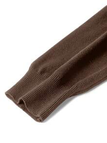Plus Size Men's Solid Color Turtleneck Sweater, Versatile Business Casual, Autumn/Winter - Brown - View 4