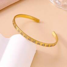 Elegant 18K Gold Stainless Steel Hollow Heart-Shaped Zirconia Bracelet, Fashionable Luxury Bangle, Specially For Women - Multicolor - View 7