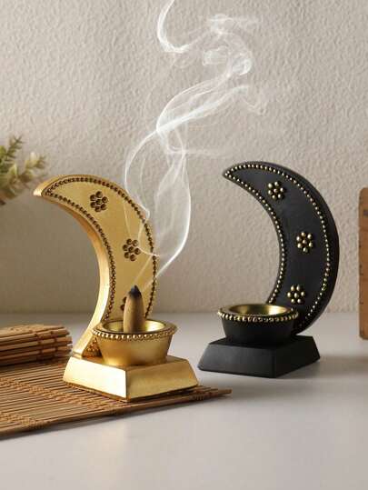 1pc Creative Resin Moon Incense Burner Decor Ornament - For Home Decor, Holiday Decoration, Living Room Entryway Decor, Indoor Study Office Decor, Tabletop Aromatherapy Diffuser, Best Holiday Gift