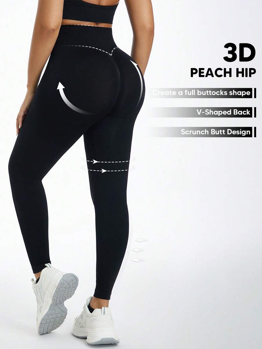 Compression Leggings For Women Tummy Control Shapewear Butt Lifting Seamless Body Shaper - Black - View 1