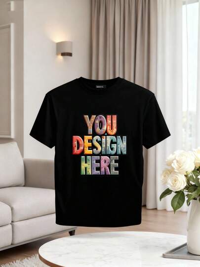 Custom Unisex Double-Sided Print T-Shirt - Personalized Photo/Design/Logo Print, 100% Cotton Round Neck Short Sleeve Regular Fit, All-Season Comfort, High-Quality Durable Print, Machine Washable Nontransparent Fabric, Outdoor Picnic/Hiking Daily Casual Wear, Commemorative Holiday Gift & Fast USA Shipping