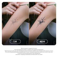 1 Stück Sternorbit Kräuter-Stil Tattoo Aufkleber, Planetenmuster, Koreanischer/Y2K/K-Pop Stil, wasserfest, schweißfest, nicht leuchtend - Schwarz - Übersicht 3