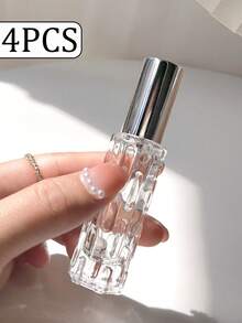 4个便携式DIY化妆品收纳瓶，10毫升优雅可重复灌装透明旅行香水瓶 - 艺术瓶盖，非常适合装爽肤水，随时随地享受美容护理，完美的旅行配件，旅行必备品，学习用品，假日露营必备品，迷你度假香水，女士香水，男士香水，海滩旅行必备品，暑期学习用品，返校用品 - 彩色 - 查看 13