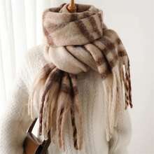 2025 Winter Thick Warm Scarf Women Cashmere Shawl And Wraps Pashmina Neckerchief Bufanda Female Rainbow Hairy Tessel Echarpe New - DS012-04 - 查看 13