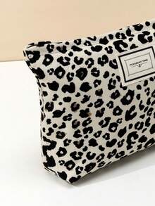 Makeup Bag Leopard Cosmetic Bag For Women Black White,Ins Style Make Up Bag White Large Capacity Simple Makeup Bags Green Pencil Case Daily Makeup Brushes Storage Bag Travel Toiletry Bag Organizer Waterproof Valentine's Day Gift - 黑白豹紋 - 查看 5