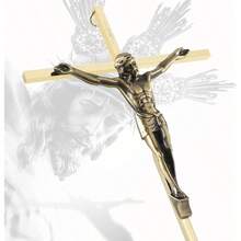 DCCXN Crucifijo de pared cruz de metal católica colgante decoración de pared 10 pulgadas oro brillante - Orobrillante - Ver 2