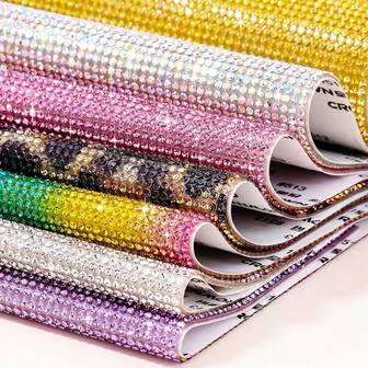 1ชิ้น สติกเกอร์พลอยเทียมคริสตัลแวววาว DIY กาวตนเอง กลิตเตอร์ตกแต่งสำหรับรถยนต์ โทรศัพท์ งานฝีมือ