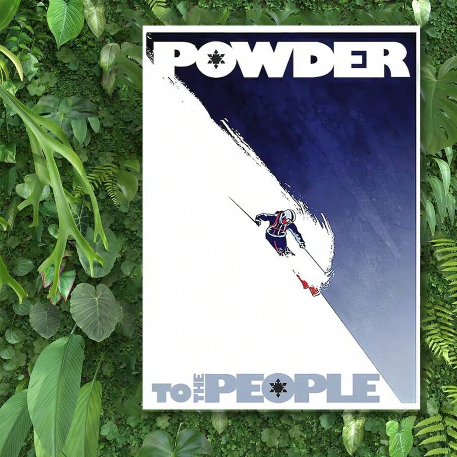 Framed Powder To The People Poster, Vintage Ski Poster, Sports Poster, Retro Ski Poster. Great Idear For New Year, Thanksgiving And Christmas, Beautiful Poster For Home, Living Room, Kitchen, Bathroom & Room Decor. - 隨機印刷 - 查看 1
