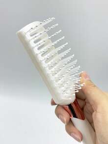 1pc Pearl White Styling Comb, Fluffy Dry & Wet Use Oil Hair Curling Comb - White - View 7