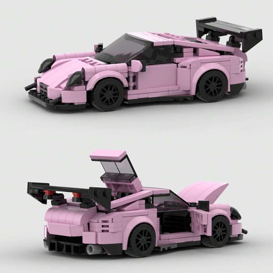MIKEMENG Pink/Gray/Supercar Racing Classic MOC Building Blocks Set, Adult DIY Buildable Car Toy Model, City Tech Champion Cup Series, Suitable As Birthday, Halloween, Christmas Gift