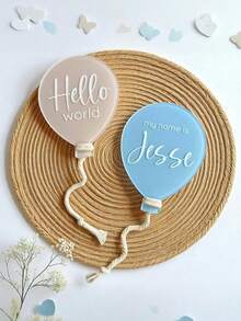 1件装个性化亚克力宝宝名字公布牌 - 定制“Hello World”气球设计，新生儿出生公告道具，婴儿派对和母亲节礼物，可爱多彩的卡哇伊风格，可重复使用的家居装饰，独特的个性化新生儿礼物 - 彩色 - 查看 5