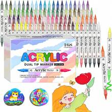 168 Colors Acrylic Paint Pens Marker, 84Pcs, Dual Tips Dual Color Acrylic Paint Pen Markers With Brush Tip, Premium Paint Markers For Rock Painting,Wood,Fabric,Glass,Canvas,Stone,DIY - Sets - View 9
