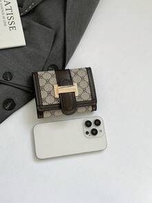 Women's PU Leather Letter-Print Short Wallet, Multi-Card Slots Large Capacity Tri-Fold Compact Wallet, Perfect Gift For Girls And Office Ladies For Commuting, Travel, Birthday - Fashion Portable Mini Wallet / Coin Purse