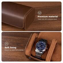 Estuche para Reloj, Organizador Portable Relojero de PU Watch Roll Box Caja de Rollo para Viaje Espacio para 3 Relojes Marrn - Marrn - Ver 6