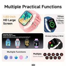 New Upgraded Smart Watch With 1.83" HD Large Display, 260mAh Long-Lasting Battery, Multiple Sports Modes, Wireless Calling, Music Control, Remote Camera, Weather Forecast, Message Notification, An Ideal Christmas Gift - Multicolor - View 6