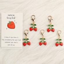 1/3/5pcs Strawberry Keychain Set, Comes With Strawberry Card, Cute Fruit Pendant, Suitable For Keys, Bags, Perfect Friendship Gift, Birthday Surprise, Gift For Family, Friends, Lover, Classmates, Holiday, Birthday Card - Red - View 10