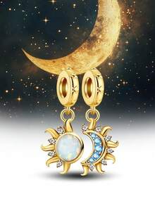 1 mặt dây chuyền đính hạt hình mặt trời, mặt trăng và ngôi sao thời trang, thích hợp để làm vòng tay, lắc tay cho nữ, tự làm trang sức và trang trí phụ kiện hàng ngày. - Mặt trời, mặt trăng và các ngôi sao - Xem 7