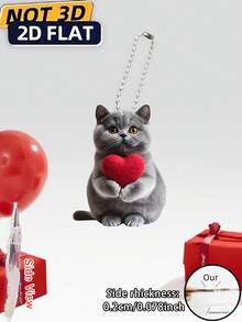 2D Flat, 1pc British Shorthair Cat Keychain - Gray & Orange Tabby, Car Interior Hanging Decor, Cute British Shorthair Cat Pendant, Pet Lover Gift, Fits Most Keys And Vehicles, Exquisite Animal Ornament, With Protective Film, Exclusive For Animal Enthusiasts - Colorful - View 15