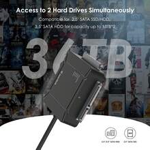 USB 3.0 转双盘位 SATA 适配器，支持一键离线克隆 - 双 18TB 硬盘/固态硬盘扩展坞，5Gbps 高速传输，内置 2 端口 USB 3.0 集线器及快速充电，即插即用 - 美規A型插(110-127V) - 查看 5