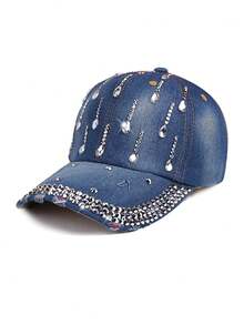 水钻装饰弯檐棒球帽，男女通用休闲户外防晒帽，涤纶材质，春夏款 - 帽子 - 查看 10