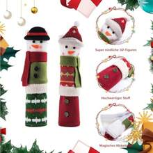 Cubiertas de Manija de Puerta Refrigerador Navidad3 Pack Christmas Refrigerator Door Handle Covers Santa Snowman Christmas Kitchen Decor Appliance Handle Covers Fridge Microwave Protector - Rojo - Ver 3