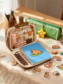1 Pc Dual Layer Large Capacity Pencil Case, Detachable Transparent Layer, Hippo Shape, 2026 New Model, Large Capacity Stationery Box, Pencil Storage Box, Suitable For Home, School, Dorm Use, Can Store Pencils, Stationery, Erasers, Ideal Choice For Back To School Season, Can Be Decorated Yourself - Multicolor - View 3