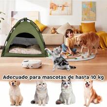 Casa para Gato Refrescante Tienda de Campaña Exterior Transpirable Plegable Verde Militar para Gatos Adecuada para Mascotas de hasta 5 kg Medium(40 * 40CM - Ejército mundial - Ver 4
