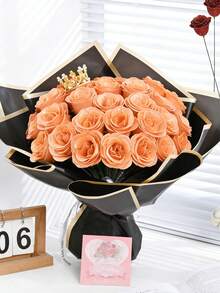 20/10支闪亮玫瑰花束，DIY人造闪光玫瑰花束，红色塑料假玫瑰，人造玫瑰，永不凋谢的闪亮人造玫瑰花束，适用于周年纪念、订婚、结婚礼物、家居装饰、办公室厨房装饰、派对装饰、房间装饰、情人节装饰、母亲节装饰、情人节礼物、生日礼物、毕业礼物（不含礼品袋） - 彩色 - 查看 2