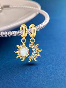 1 mặt dây chuyền đính hạt hình mặt trời, mặt trăng và ngôi sao thời trang, thích hợp để làm vòng tay, lắc tay cho nữ, tự làm trang sức và trang trí phụ kiện hàng ngày. - Mặt trời, mặt trăng và các ngôi sao - Xem 8