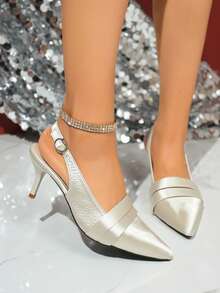 Niche High Heel Pointed Toe Purple Satin Sandals, French Style Elegant Pumps For Women, Spring/Summer 2026