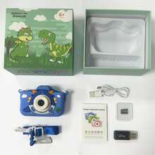 Holiday Gift Choice Dinosaur Digital Camera Cute Cartoon Design Camera Portable Camera Toy Video Recording Pocket Camera With 32GB Memory Card Rechargeable Camera With 5 Puzzle Games For Boys Girls, Birthday Halloween Christmas New Year Gift - Màu xanh lam - Xem 4